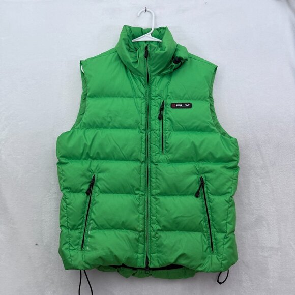 RLX Ralph Lauren Puffer Vest Mens M Green Full Zip Down Golf Performance Outdoor - Picture 1 of 9